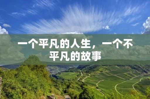 一个平凡的人生,一个不平凡的故事
