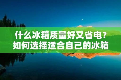 什么冰箱质量好又省电？如何选择适合自己的冰箱？
