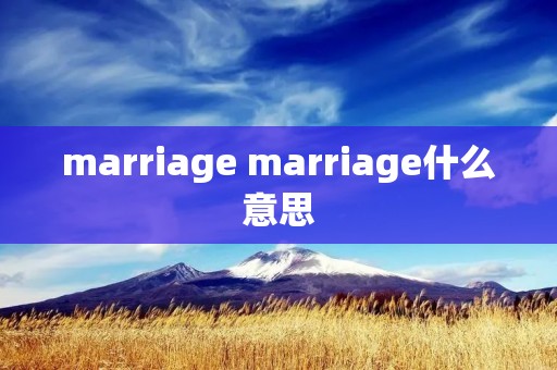 marriage marriage什么意思