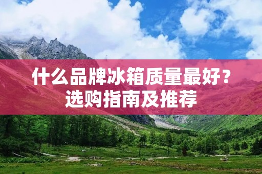 什么品牌冰箱质量最好?选购指南及推荐 什么品牌冰箱质量最好?选购指南及推荐