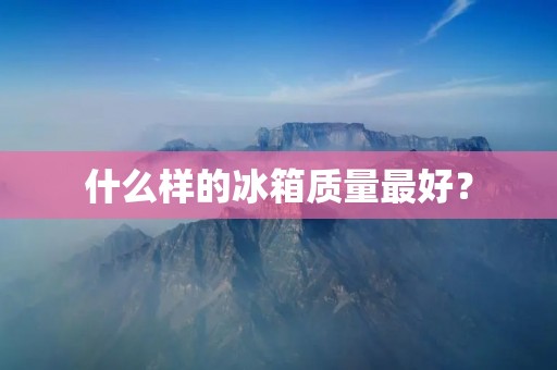 什么样的冰箱质量最好?