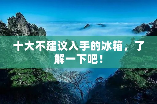 十大不建议入手的冰箱，了解一下吧！
