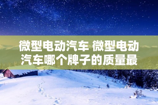 微型电动汽车 微型电动汽车哪个牌子的质量最好