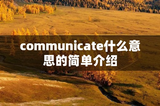 communicate什么意思的简单介绍