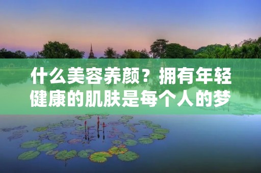 什么美容养颜?拥有年轻健康的肌肤是每个人的梦想,而美容养颜就是为了实现这个梦想而进行的一系列护理和保养方法。在现代社会中,由于环境污染、生活压力以及不良生活习惯的影响,我们的肌肤往往会出现各种问题,如暗沉、痘痘、皱纹等。因此,美容养颜成为了很多人关注的焦点。本文将详细介绍一些有效的美容养颜方法,帮助您拥有健康年轻的肌肤。
