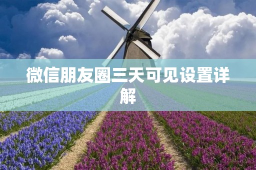 微信朋友圈三天可见设置详解