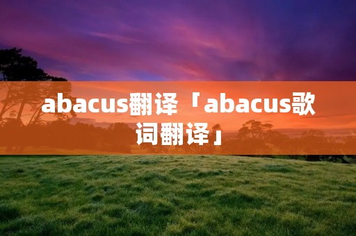 abacus翻译「abacus歌词翻译」