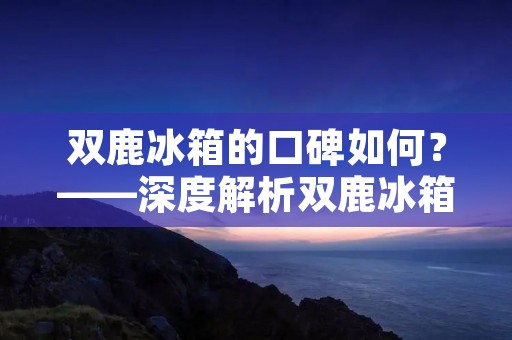 双鹿冰箱的口碑如何？——深度解析双鹿冰箱的品质与用户评价