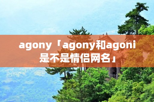 agony「agony和agoni是不是情侣网名」