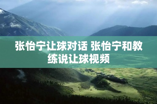 张怡宁让球对话 张怡宁和教练说让球视频