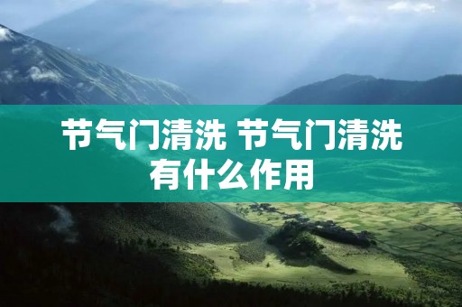 节气门清洗 节气门清洗有什么作用