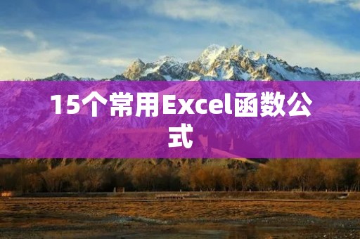 15个常用Excel函数公式