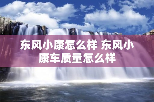 东风小康怎么样 东风小康车质量怎么样 东风小康怎么样 东风小康车质量怎么样