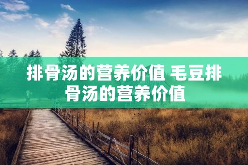排骨汤的营养价值 毛豆排骨汤的营养价值