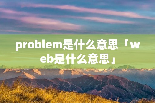 problem是什么意思「web是什么意思」