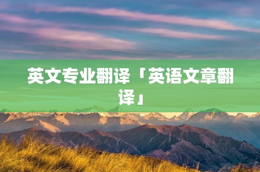 英文专业翻译「英语文章翻译」