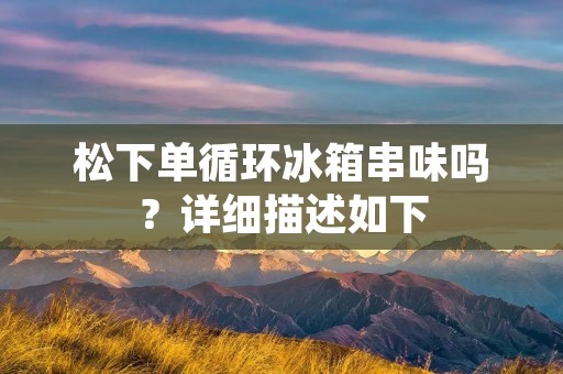 松下单循环冰箱串味吗？详细描述如下：