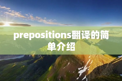 prepositions翻译的简单介绍