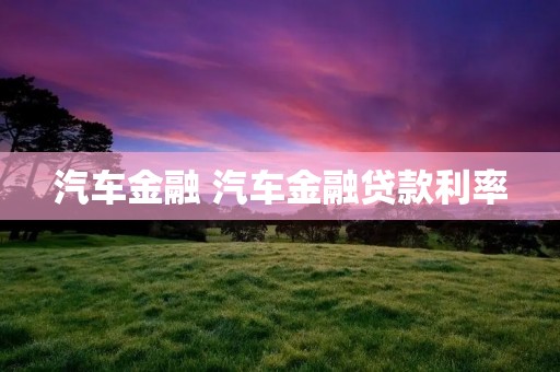 汽车金融 汽车金融贷款利率
