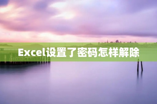 Excel设置了密码怎样解除