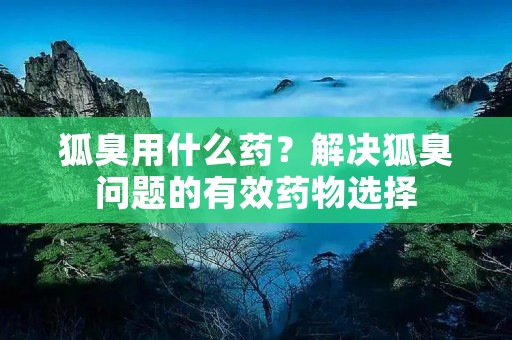 狐臭用什么药?解决狐臭问题的有效药物选择