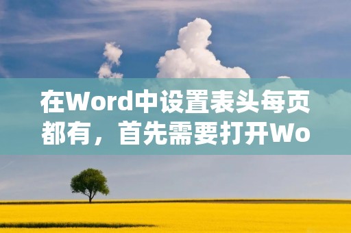 在Word中设置表头每页都有,首先需要打开Word文档,并进入页面布局视图。