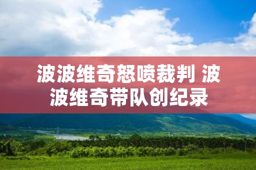波波维奇怒喷裁判 波波维奇带队创纪录
