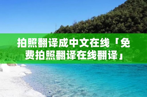 拍照翻译成中文在线「免费拍照翻译在线翻译」