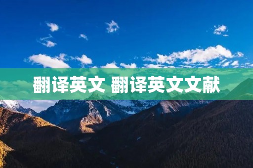 翻译英文 翻译英文文献