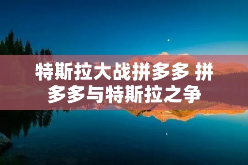 特斯拉大战拼多多 拼多多与特斯拉之争 特斯拉大战拼多多 拼多多与特斯拉之争