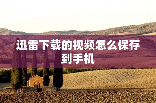 迅雷下载的视频怎么保存到手机