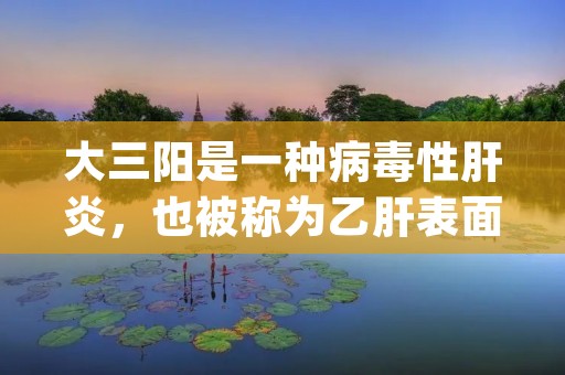 大三阳是一种病毒性肝炎,也被称为乙肝表面抗原阳性(HBsAg阳性)。它是指乙型肝炎病毒(HBV)感染后,血清中HBsAg、HBeAg、HBcAg三个抗原同时阳性的状态。大三阳通常意味着患者正在患有乙型肝炎病毒感染,并且有较高的传染性。