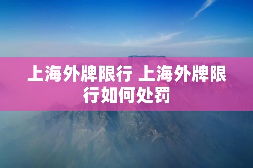 上海外牌限行 上海外牌限行如何处罚 上海外牌限行 上海外牌限行如何处罚