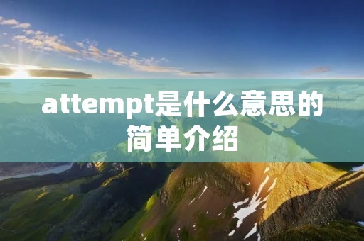 attempt是什么意思的简单介绍 attempt是什么意思的简单介绍