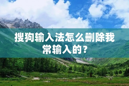 搜狗输入法怎么删除我常输入的?