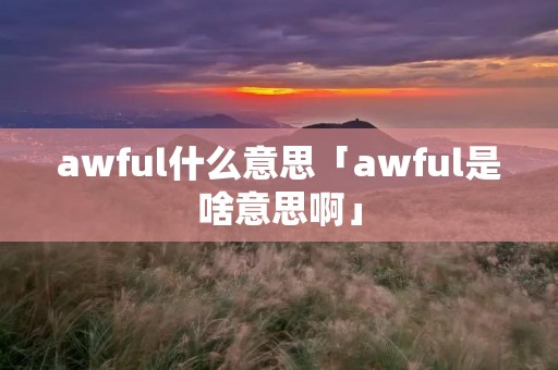 awful什么意思「awful是啥意思啊」