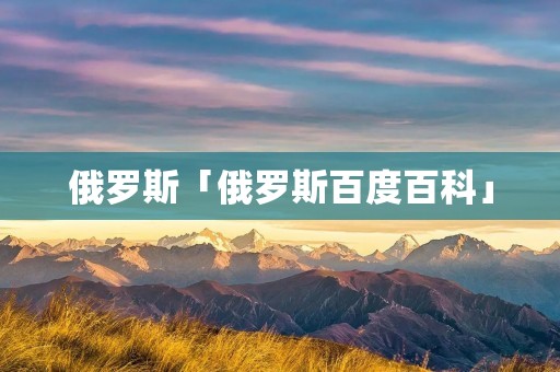 俄罗斯「俄罗斯百度百科」