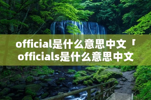 official是什么意思中文「officials是什么意思中文」