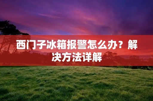 西门子冰箱报警怎么办？解决方法详解