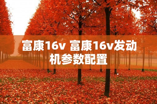 富康16v 富康16v发动机参数配置 富康16v 富康16v发动机参数配置