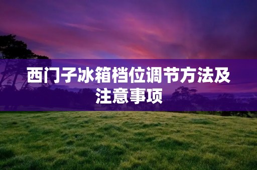西门子冰箱档位调节方法及注意事项 西门子冰箱档位调节方法及注意事项