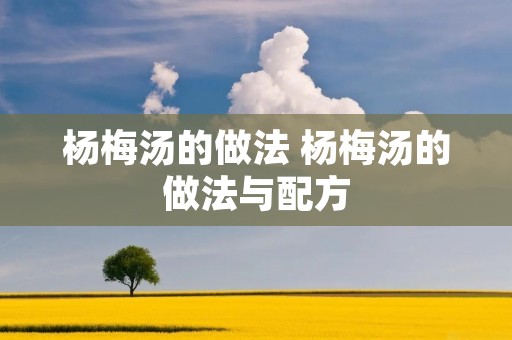 杨梅汤的做法 杨梅汤的做法与配方