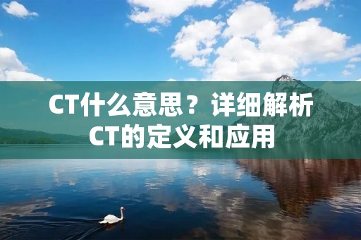 CT什么意思?详细解析CT的定义和应用
