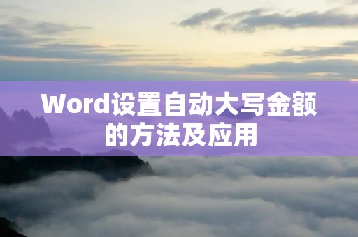 Word设置自动大写金额的方法及应用
