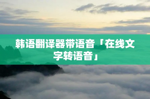 韩语翻译器带语音「在线文字转语音」