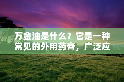 万金油是什么?它是一种常见的外用药膏,广泛应用于各种皮肤疾病和创伤的治疗。万金油的成分主要是植物提取物和化学药物,具有镇痛、消炎、止痒和促进伤口愈合等作用。在中国,万金油已经成为了许多家庭必备的药品之一。