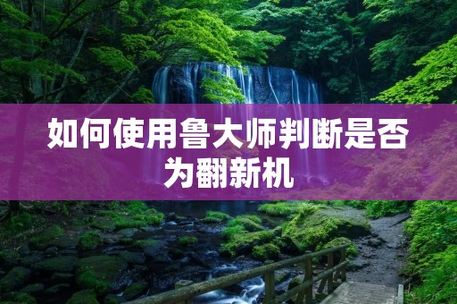 如何使用鲁大师判断是否为翻新机