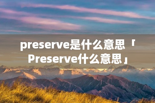 preserve是什么意思「Preserve什么意思」