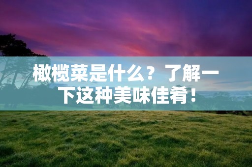 橄榄菜是什么?了解一下这种美味佳肴!