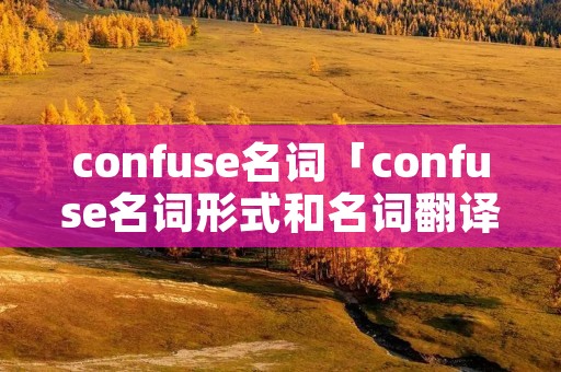 confuse名词「confuse名词形式和名词翻译」